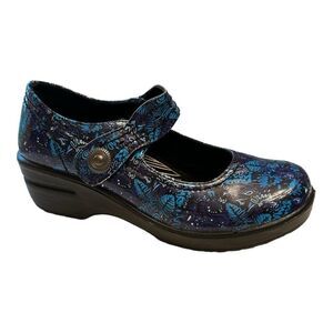 EASYWORKS Women's Letsee Slip-Resistant Mary Jane Nursing Shoes Blue Size 8.5